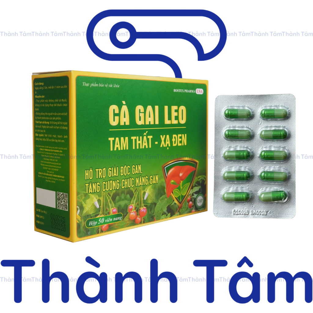 (Vỉ) Viên uống CÀ GAI LEO TAM THẤT XẠ ĐEN 50V hỗ trợ giải độc gan, thanh nhiệt, mát gan
