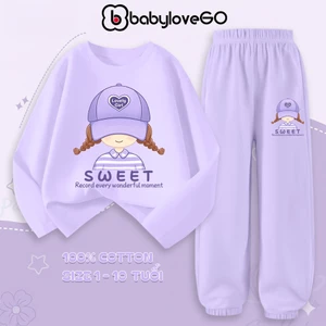 Bộ quần áo thu đông dài tay cho bé gái BabyloveGO đồ bộ cho bé chất thun cotton mềm mịn thoáng mát BD-BG62
