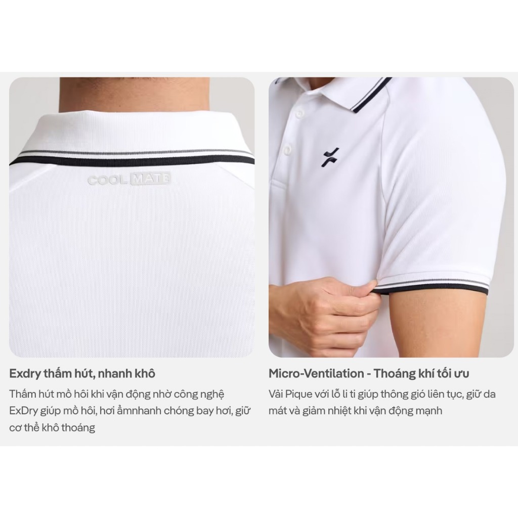[TẶNG QUẦN SHORT]Áo Polo thể thao Nam Pickleball Driveshot Essentials thấm hút, co giãn, nhanh khô Coolmate