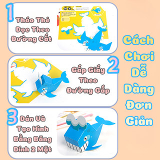 Sách Gấp Giấy Origami 3D Thủ Công 6 Chủ Đề, 60 Mẫu Gấp Đa Dạng Cho Bé, Kích Thích Sự Phát Triển Tư Duy, Sáng Tạo