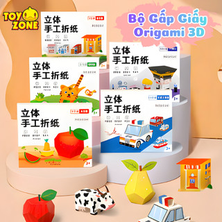 Sách Gấp Giấy Origami 3D Thủ Công 6 Chủ Đề, 60 Mẫu Gấp Đa Dạng Cho Bé, Kích Thích Sự Phát Triển Tư Duy, Sáng Tạo
