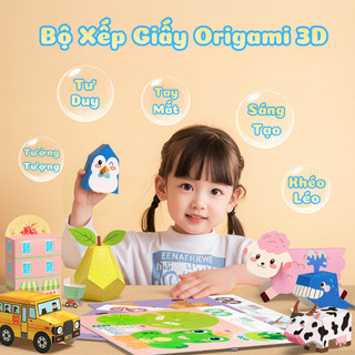 Sách Gấp Giấy Origami 3D Thủ Công 6 Chủ Đề, 60 Mẫu Gấp Đa Dạng Cho Bé, Kích Thích Sự Phát Triển Tư Duy, Sáng Tạo
