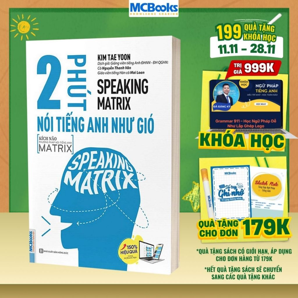 Sách - Speaking Matrix - 2 Phút Nói Tiếng Anh Như Gió - Kèm App Online