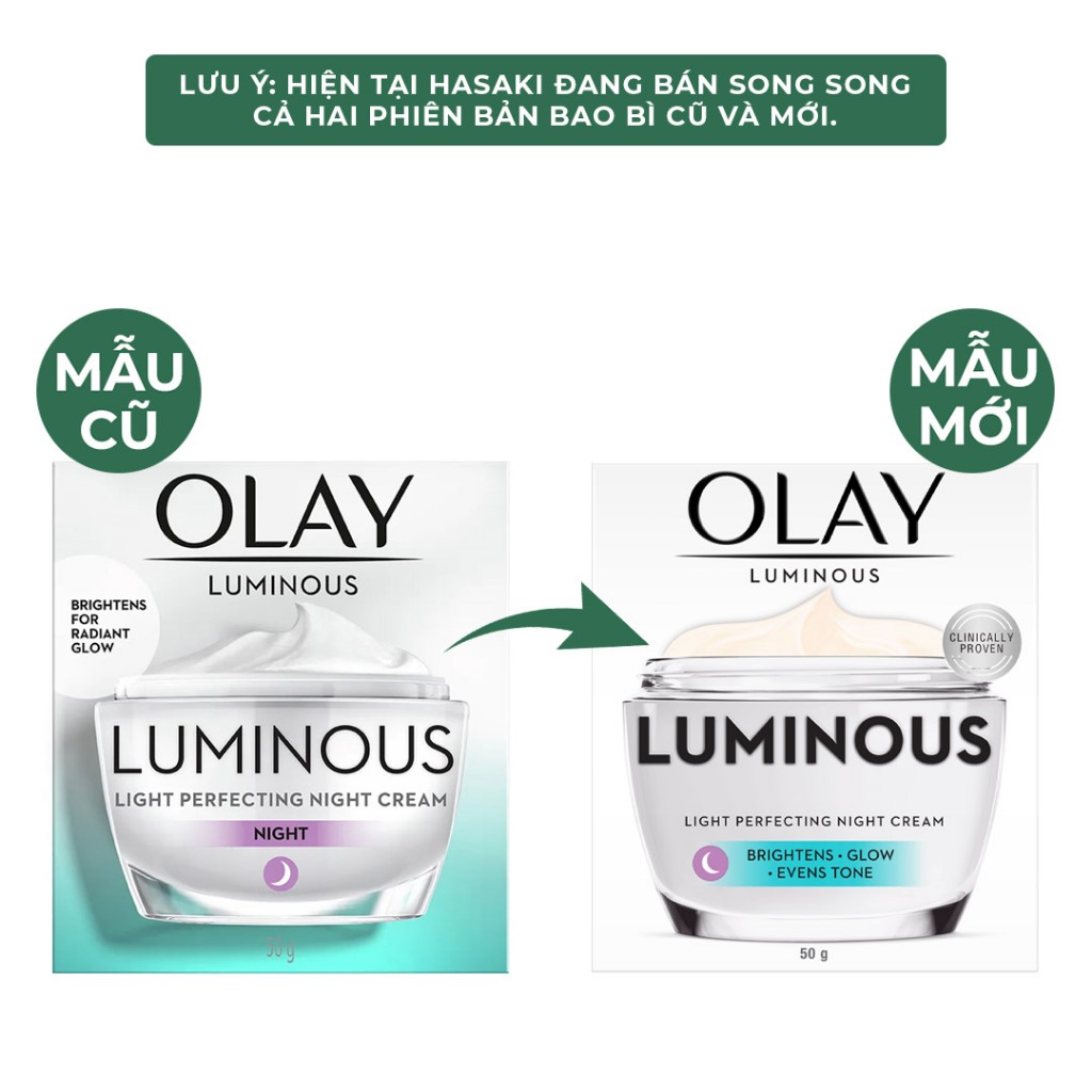 [DAILY] Kem Dưỡng Olay Luminous Sáng Da Mờ Thâm Nám Ban Đêm, Sáng Da Chống Tia UV Ban Ngày 50g Hasaki | BigBuy360 - bigbuy360.vn