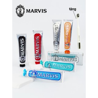 Kem đánh răng Marvis Whitening 85ML - Kem đánh răng làm trắng,giảm mảng bám(Bàn chải đánh răng tặng kèm)