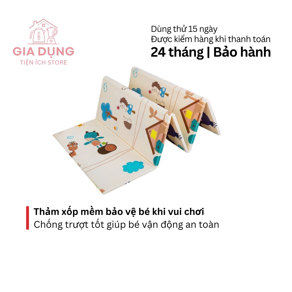 Thảm xốp cho bé gấp gọn trải sàn 2 mặt chống thấm chống trơn trượt 1m8 x 2m mẫu ngẫu nhiên