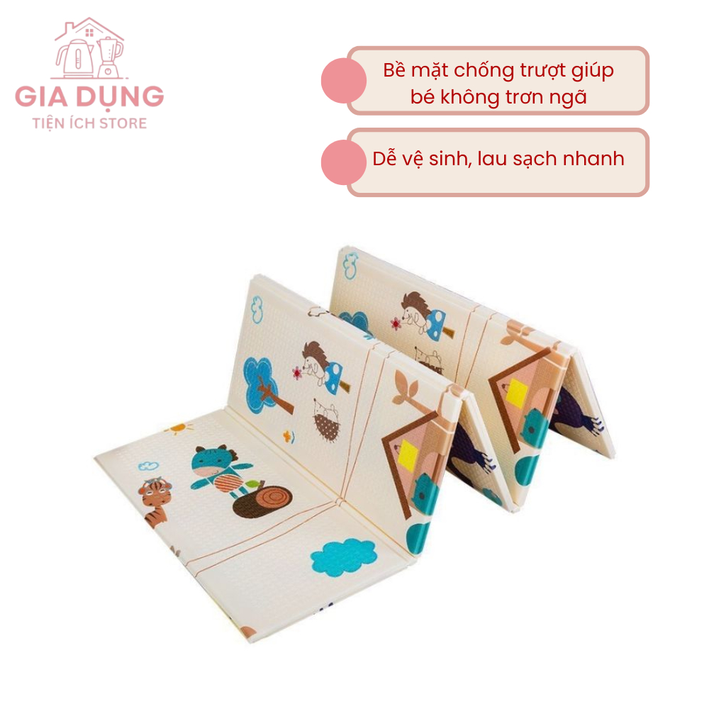Thảm xốp cho bé gấp gọn trải sàn 2 mặt chống thấm chống trơn trượt 1m8 x 2m mẫu ngẫu nhiên