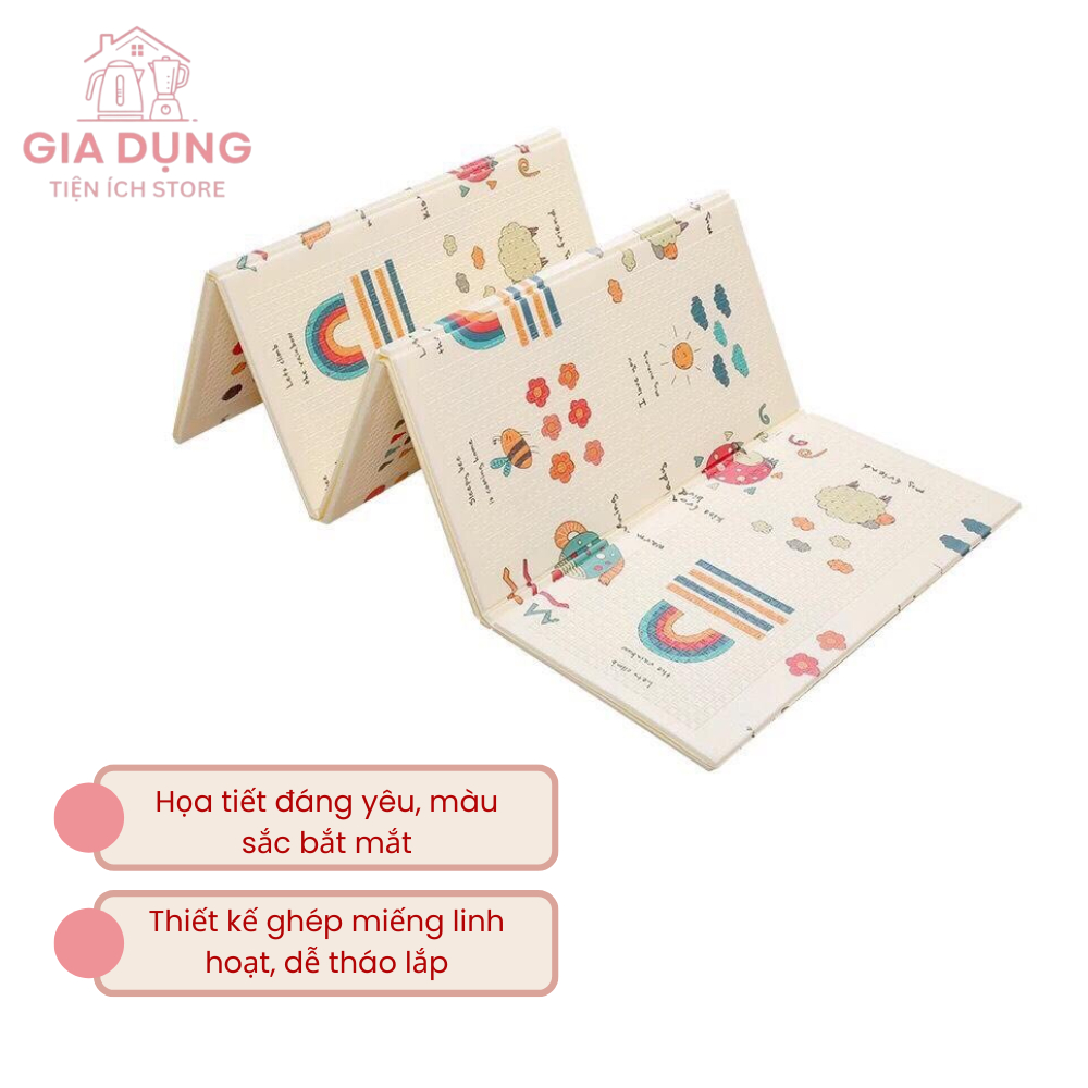 Thảm xốp cho bé gấp gọn trải sàn 2 mặt chống thấm chống trơn trượt 1m8 x 2m mẫu ngẫu nhiên