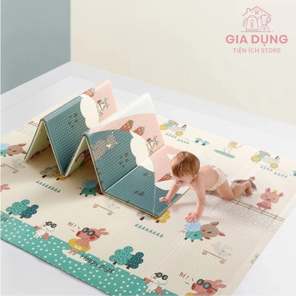 Thảm xốp cho bé gấp gọn trải sàn 2 mặt chống thấm chống trơn trượt 1m8 x 2m mẫu ngẫu nhiên