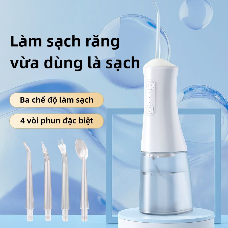 EXYT Máy tăm nước 4 chế độ (Tặng 4 đầu bàn chải) - Làm sạch sâu, bảo vệ nướu, sạc nhanh USB - Chính hãng Bảo hành 1 năm