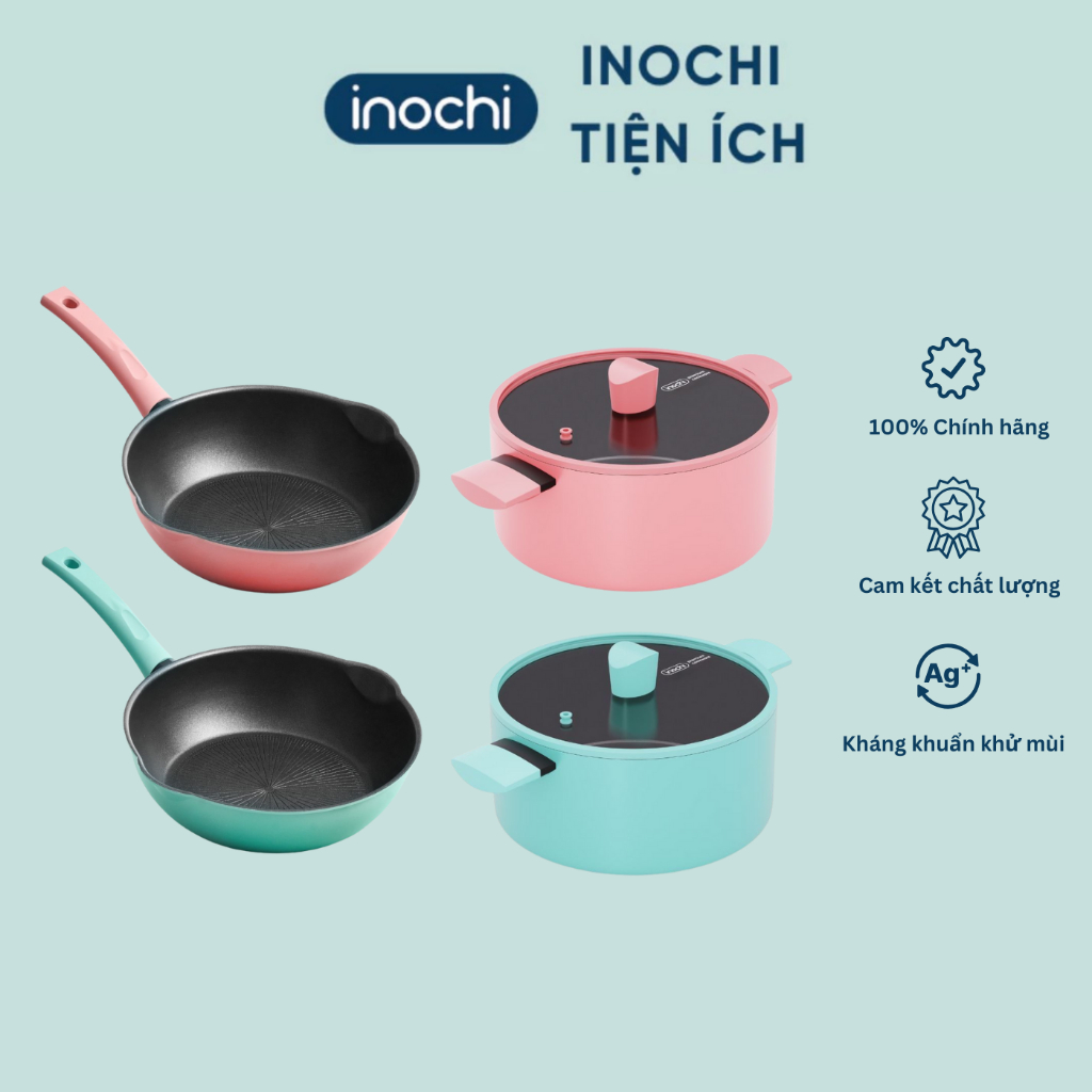 [MỚI VỀ] Nồi, chảo chống dính Omi Stellar Inochi, tay cầm cách nhiệt, dùng được cho mọi loại bếp