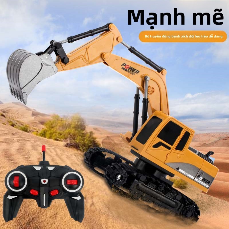 Xe đồ chơi máy xúc điều khiển từ xa bằng hợp kim dành cho trẻ em, xe xây dựng điện 5/6 kênh