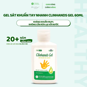 Gel Rửa Tay Khô Sát Khuẩn Clinhands Gel 60ml – Diệt Khuẩn 99.99%, Tiện Lợi, Dưởng Ẩm, Không Cần Rửa Lại
