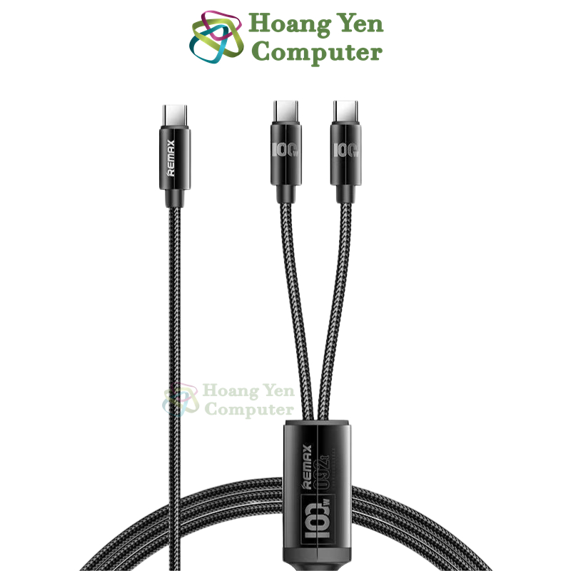 Cáp Sạc Nhanh Remax RC-092T 100W – Dây Bện Siêu Bền 2 Đầu Ra (C to C + C) – BH 6 Tháng – Hoàng Yến Computer