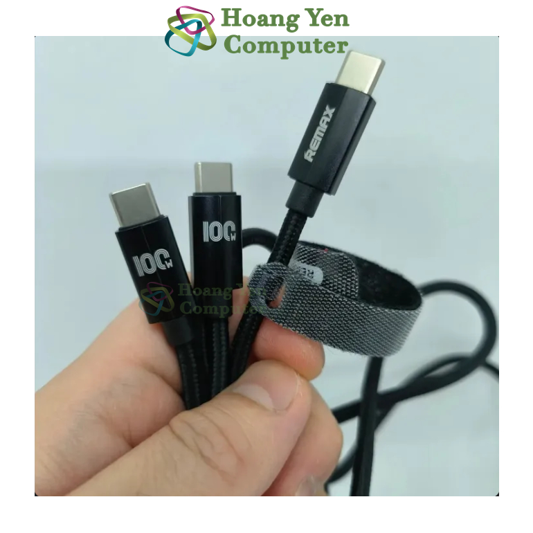 Cáp Sạc Nhanh Remax RC-092T 100W – Dây Bện Siêu Bền 2 Đầu Ra (C to C + C) – BH 6 Tháng – Hoàng Yến Computer