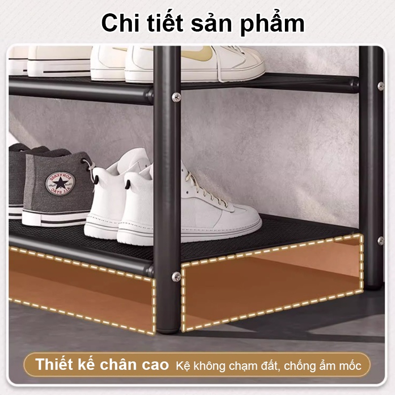 𝐎𝐥𝐢𝐟𝐞Kệ Để Giày Có Gấp Gọn Đen/Trắng Kệ Giày Bằng Thép Cacbon Dạng Lưới Giá Để Giày Đa Năng Không Cần Lắp Đặt