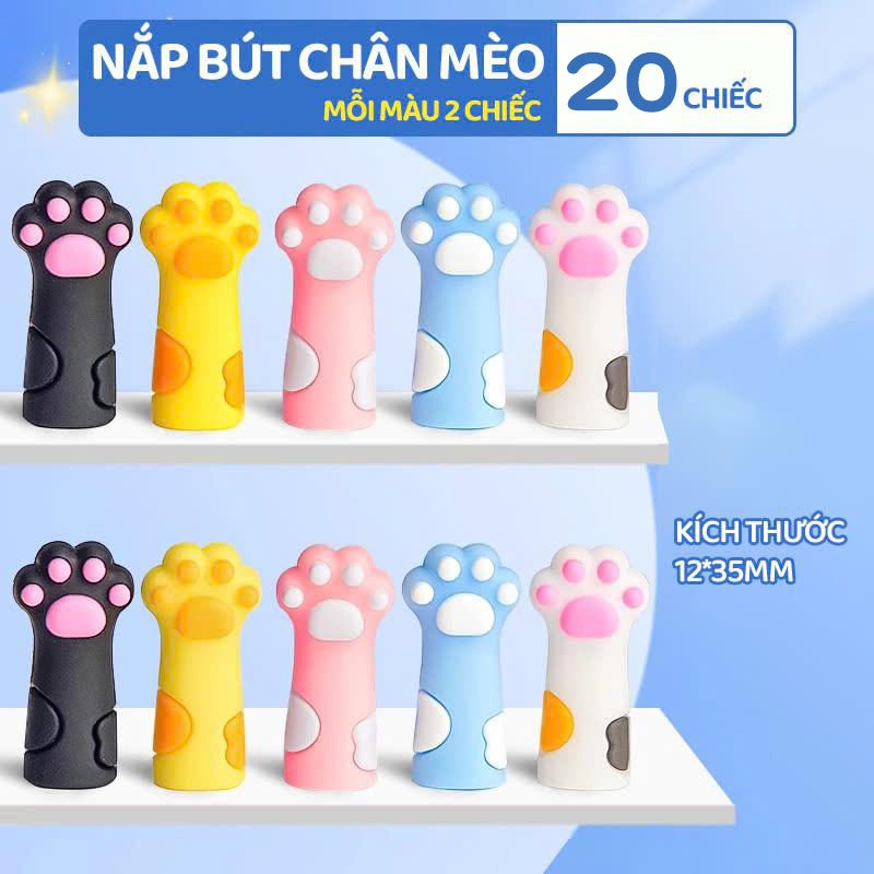Nắp Bút Chì Hình Chân Mèo Vỏ Bảo Vệ Dễ Thương Silicon Mềm Đa Năng Nắp Bút Sinh Viên