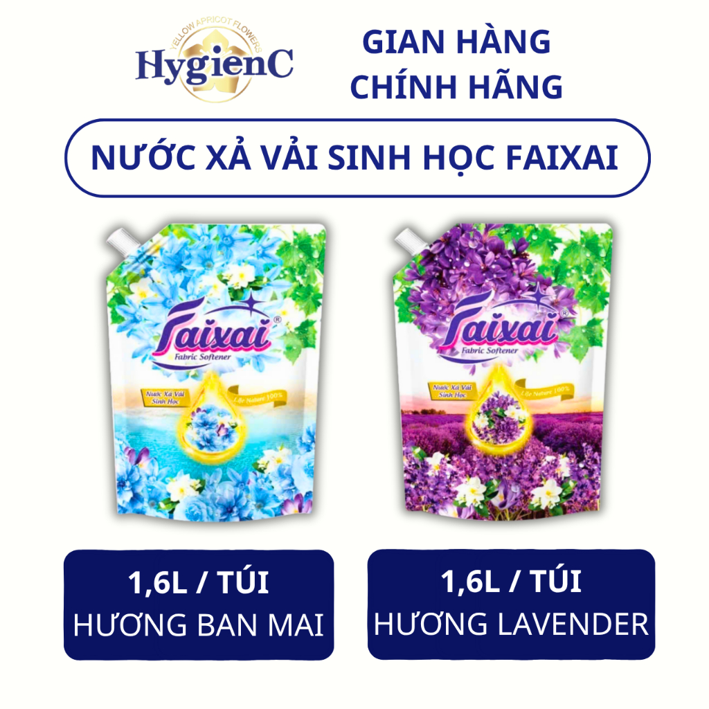Nước Xả Vải Sinh Học FAIXAI 1.6L Hương Lavender/ Ban Mai Xanh - Mềm Mại Tự Nhiên, Hương Thơm Dài Lâu