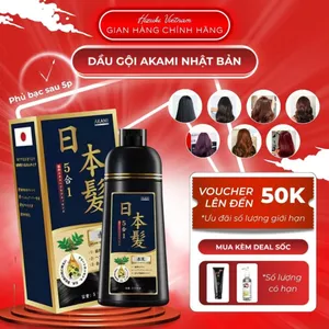 Dầu gội nhuộm tóc, dầu gội phủ bạc thảo dược Akami Nhật Bản không xót, không hại da đầu chai 500ml