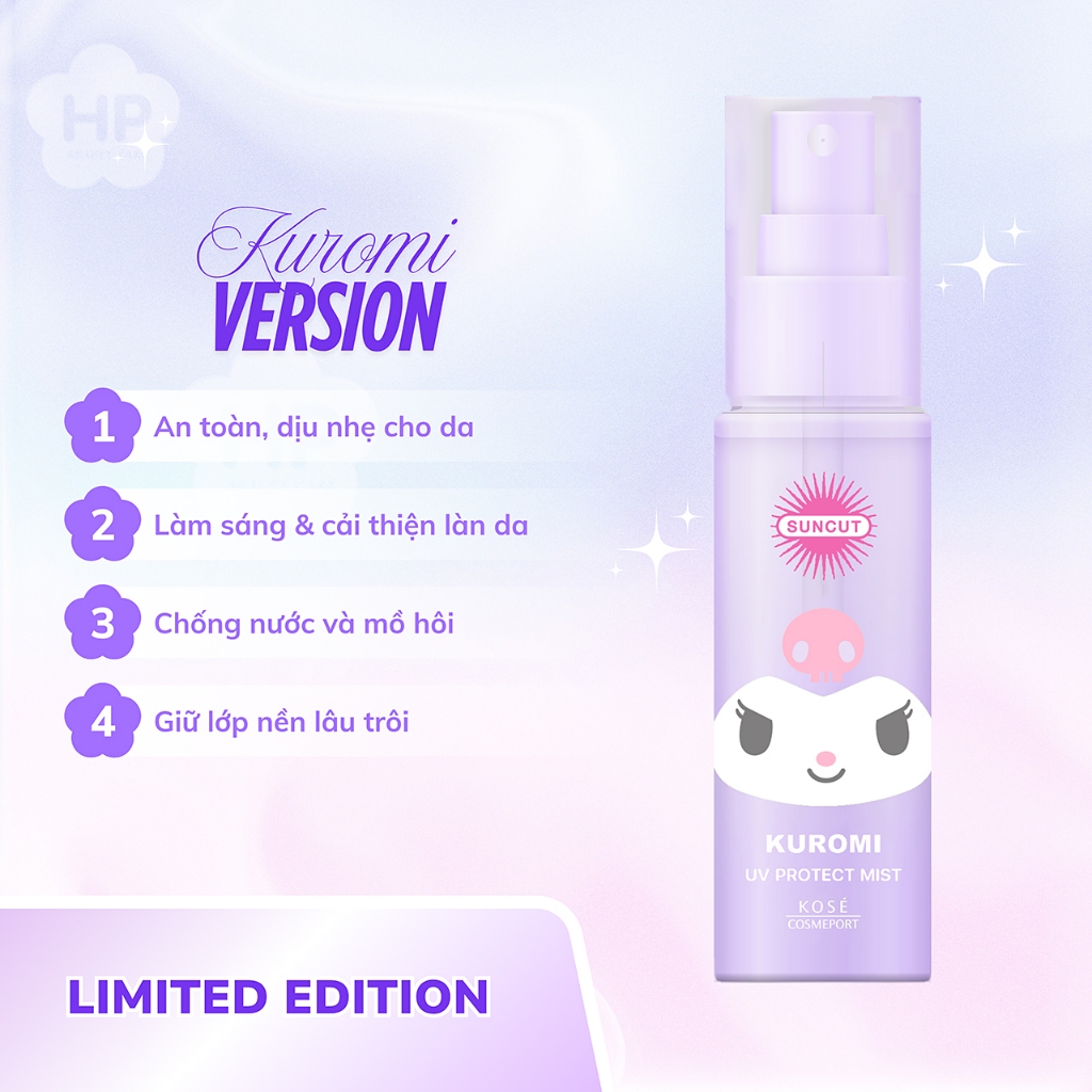 Xịt Chống Nắng Dưỡng Ẩm Da Bản Giới Hạn Kuromi Kosé Suncut UV Protect Mist SPF50+ PA++++ (60mL)