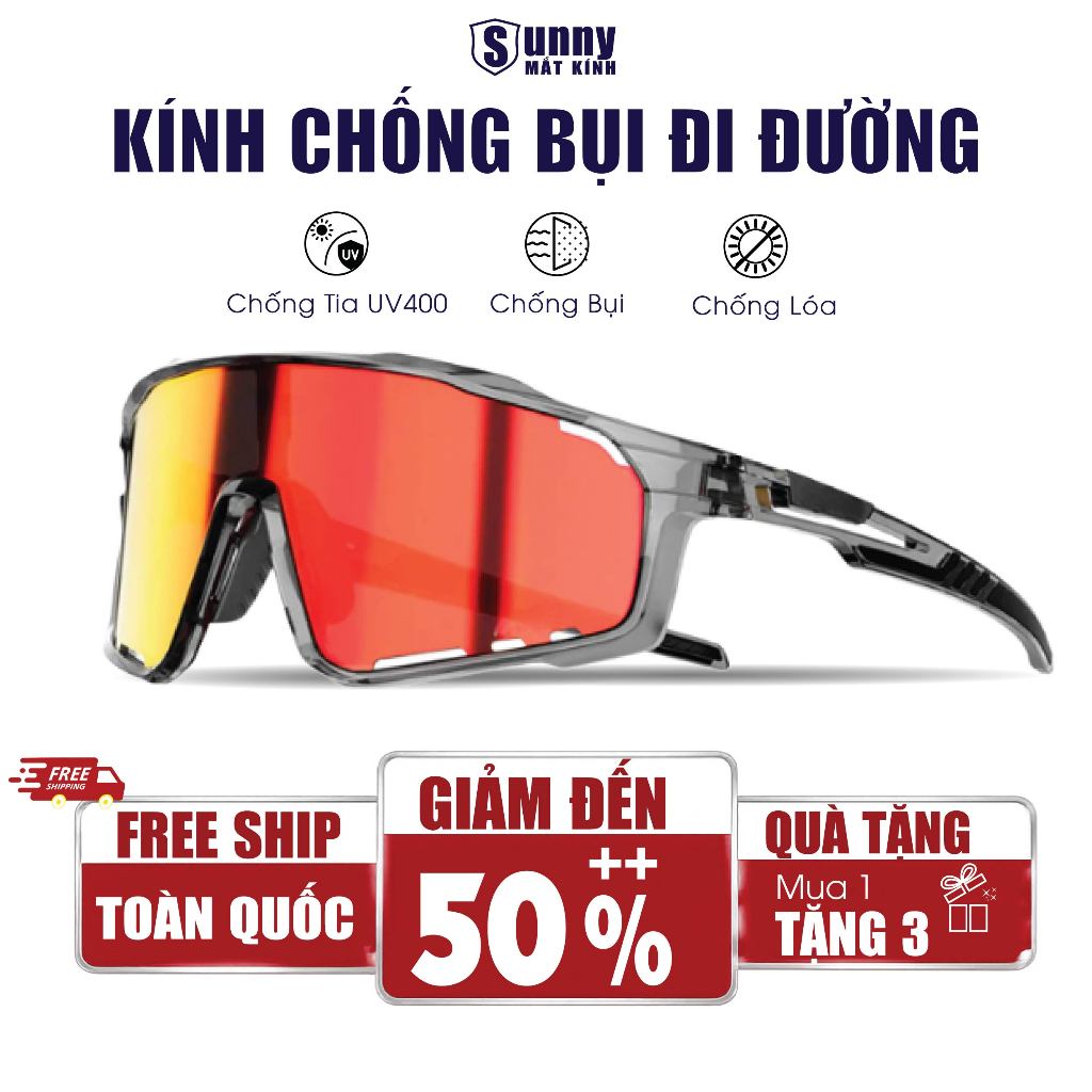 Kính Râm Chống Bụi Đi Đường Chống Tia UV400 Chống Nắng Bảo Vệ Mắt Toàn Diện Kiểu Dáng Thể Thao Thời Trang