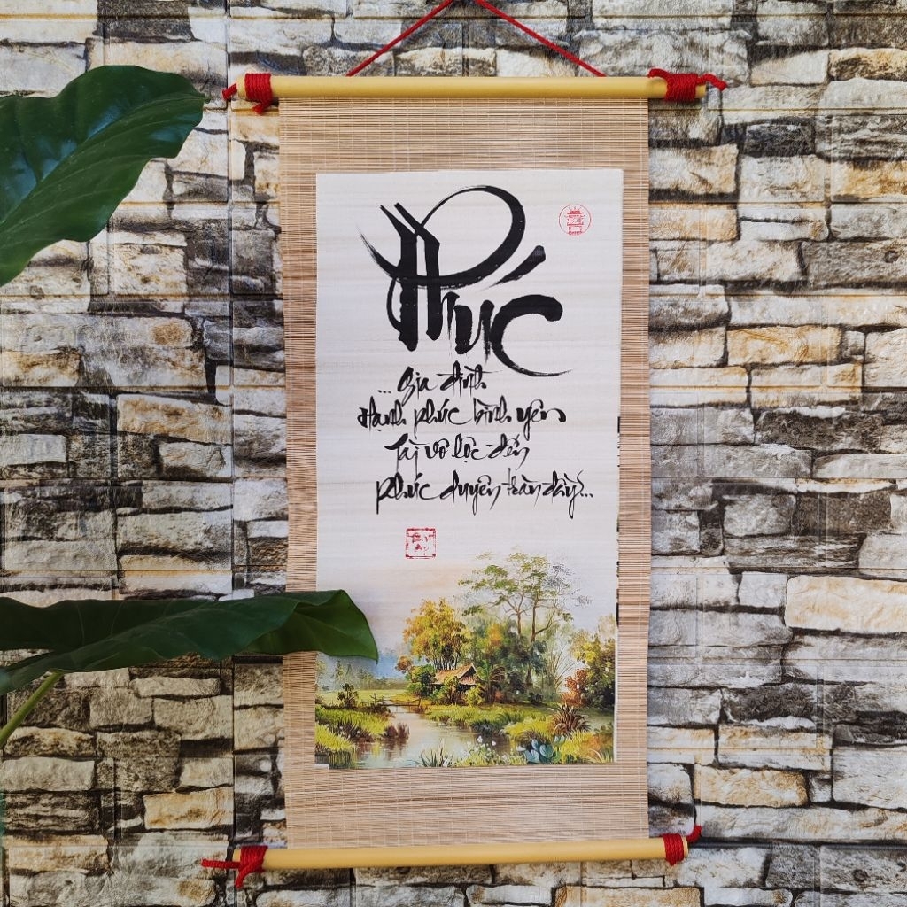 Tranh chữ thư pháp mành tre truyền thống | Shopee Việt Nam