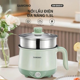 (BH 1 năm) Nồi điện đa năng dung tích 1.5L Samono SW-DG01P phủ 2 lớp chống dính, công suất 600W, kèm xửng hấp inox