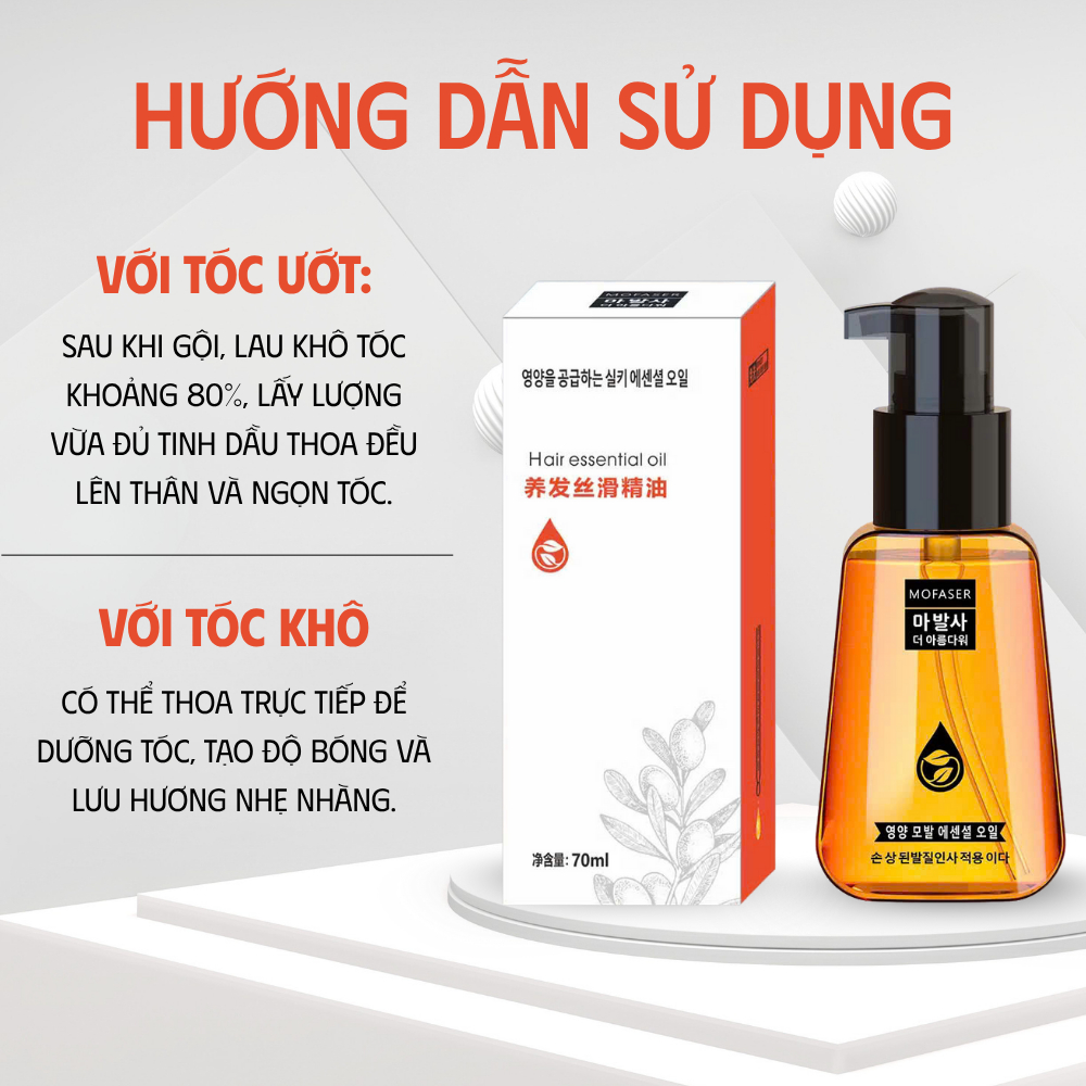 Tinh Dầu Dưỡng Tóc Mofaser 70ml | Phục Hồi Tóc Hư Tổn, Giảm Gãy Rụng, Dưỡng Tóc Mềm Mượt Bóng Khỏe