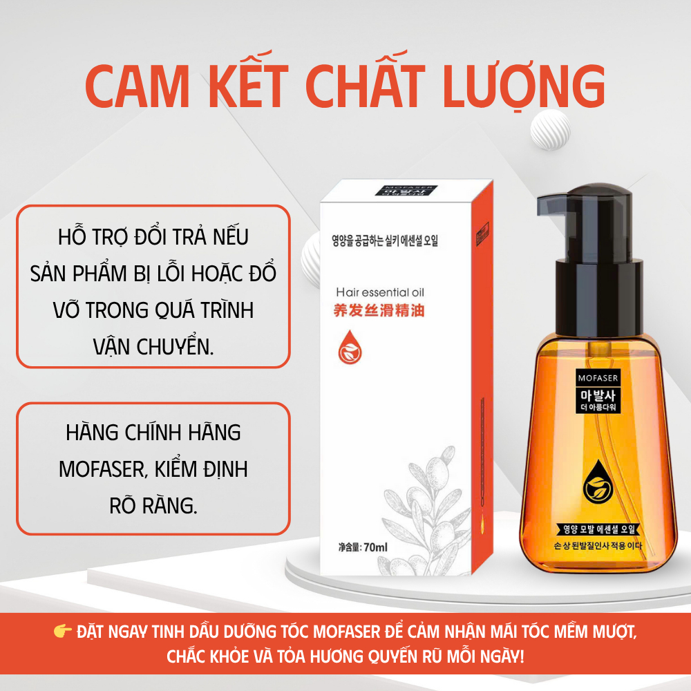 Tinh Dầu Dưỡng Tóc Mofaser 70ml | Phục Hồi Tóc Hư Tổn, Giảm Gãy Rụng, Dưỡng Tóc Mềm Mượt Bóng Khỏe