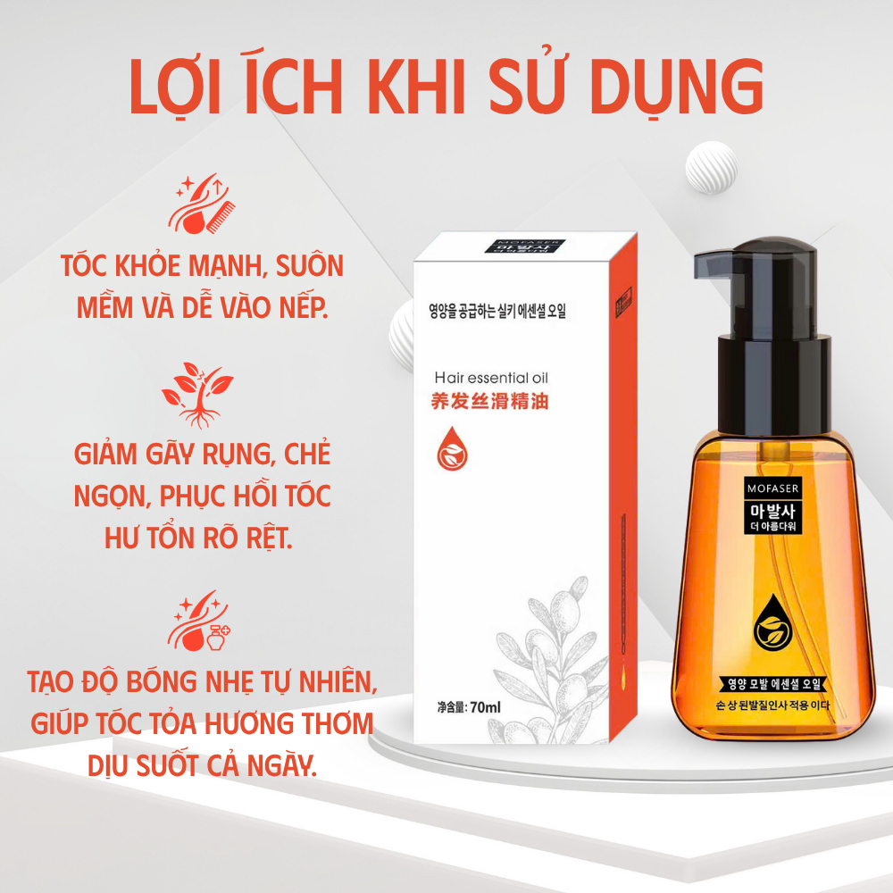 Tinh Dầu Dưỡng Tóc Mofaser 70ml | Phục Hồi Tóc Hư Tổn, Giảm Gãy Rụng, Dưỡng Tóc Mềm Mượt Bóng Khỏe