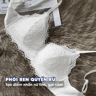 Áo Ngực Nữ Phối Ren Đệm Mỏng Cao Cấp, Áo Lót Nữ Không Gọng Tạo Khe Quyến Rũ AMYBRA A2004