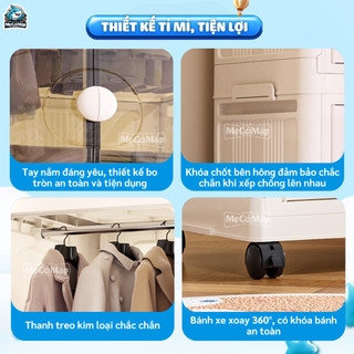 Tủ Nhựa Đa Năng Cho Bé Có Ngăn Treo, Tủ Quần Áo Trẻ Em Gấp Gọn Lắp Ráp Dễ Dàng, Có Bánh Xe Di Chuyển Tiện Lợi HC19