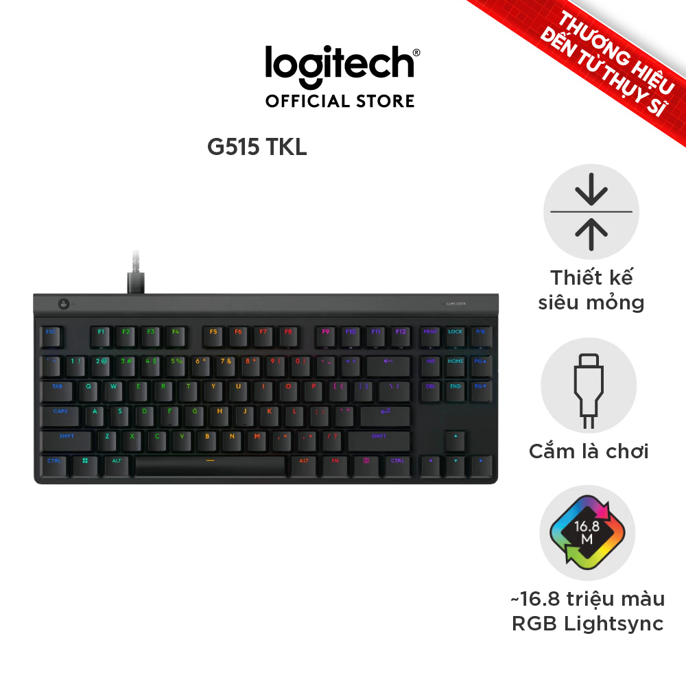 Bàn phím Gaming có dây Low profile Logitech G515 TKL - LIGHTSYNC RGB, Keycaps PBT | BigBuy360 - bigbuy360.vn