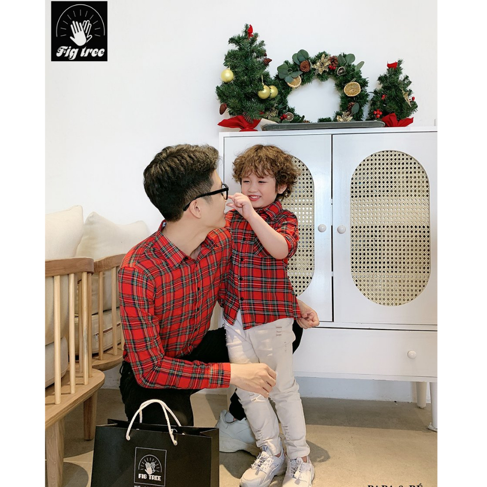 Áo Sơ Mi Bé Trai Fig Tree Sọc Caro Đỏ ( MS :166) Cực Dễ Thương
