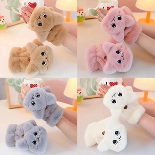 Bao Tay Thú Bông Hở Ngón Hình Mèo Lông Mềm Pastel – Giữ Ấm Mùa Đông, Dùng Điện Thoại Gõ Máy Tiện Lợi