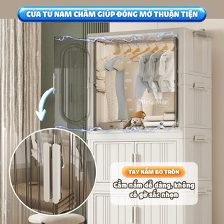 Tủ Nhựa Đựng Đồ Cho Bé Có Ngăn Treo, Tủ Quần Áo Gấp Gọn Tiện Lợi, Bánh Xe 360 Độ, Cánh Cửa Nam Châm - HC17
