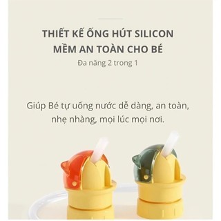 Nắp Gắn Ống Hút Cho Bé, Silicone Mềm, Chống Tràn Chống Sặc, Gắn Chai Nước  An Toàn Không BPA