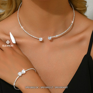 Dây chuyền bông tai lắc tay nữ Eleanor Accessories bộ trang sức đính đá phụ kiện trang sức 10932