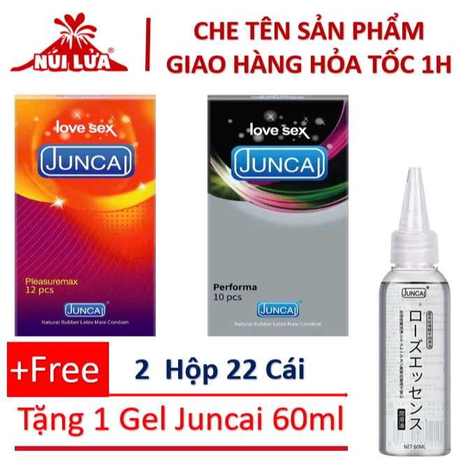 Combo 2 hộp 22 bao cao su JUNCAI Performa, Pleasuremax TẶNG 1 Gel ...