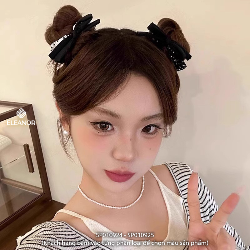 Dây buộc tóc nữ Eleanor Accessories thiết kế hình nơ phối chấm bi phụ kiện tóc cột tóc 10924
