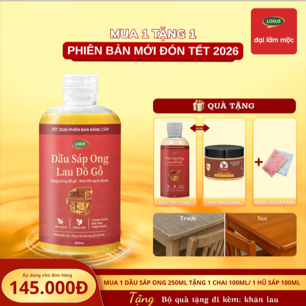 {MUA 1 TẶNG 1} Dầu sáp ong lau đồ gỗ Đại Lâm Mộc- Đánh bóng, làm mới, bảo vệ độ bền gỗ, hỗ trợ ngăn