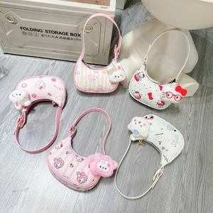 Túi cầm tay mini họa tiết thỏ xinh ngộ nghĩnh kèm charm gấu xinh xỉu cho bé gái- ST276