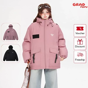 Áo khoác phao nữ GRADPOPU có mũ, chất liệu cotton cao cấp, thiết kế nhiều túi, ấm áp mùa đông PAP42
