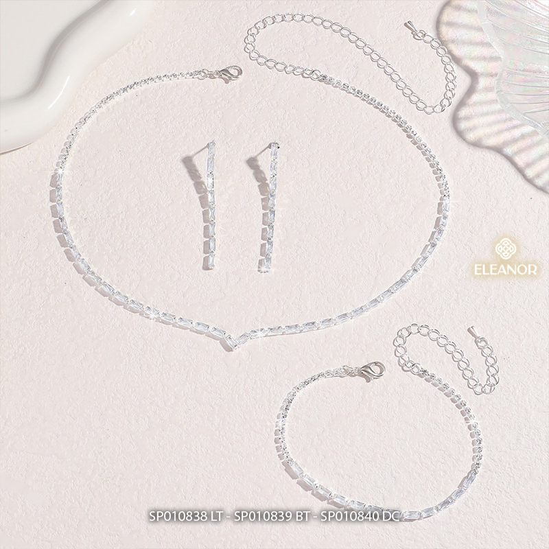 Dây chuyền bông tai lắc tay nữ Eleanor Accessories bộ trang sức đính đá phụ kiện trang sức 10838