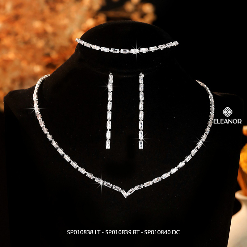 Dây chuyền bông tai lắc tay nữ Eleanor Accessories bộ trang sức đính đá phụ kiện trang sức 10838