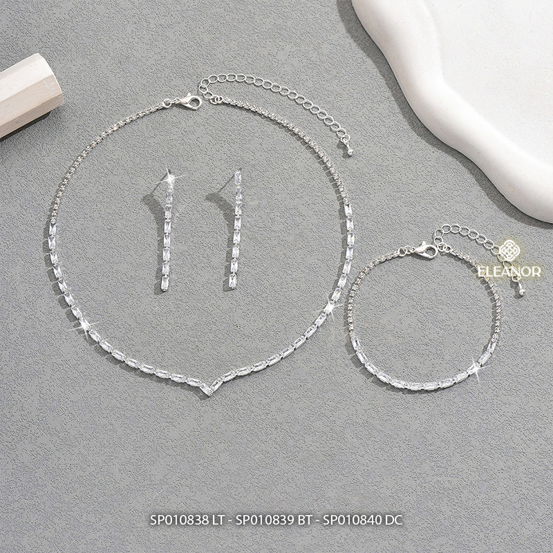 Dây chuyền bông tai lắc tay nữ Eleanor Accessories bộ trang sức đính đá phụ kiện trang sức 10838