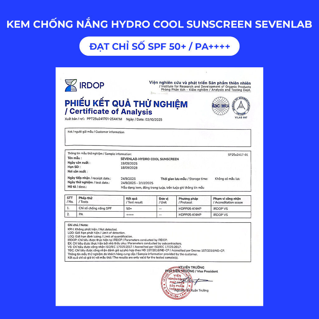 Combo serum dưỡng trắng da và kem chống nắng kiềm dầu phổ rộng SEVENLAB giúp mờ thâm bảo vệ da khỏi tia UVA UVB