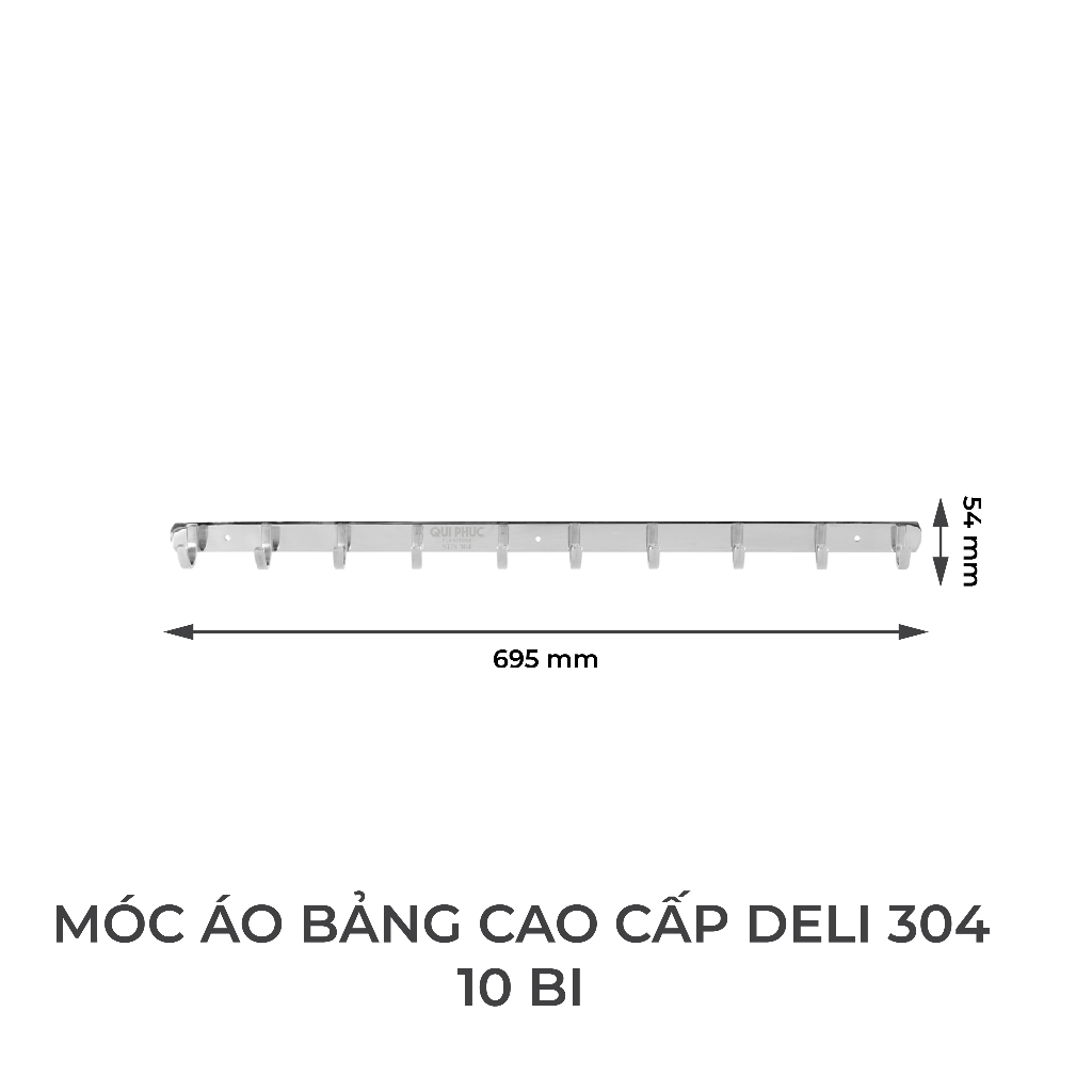 Móc treo quần áo gắn tường QUI PHÚC, inox 201/304 không gỉ, sáng bóng, đa dạng kích thước, tiện