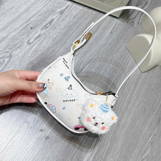 Túi xách mini cho bé gái kẹp nách - cầm tay in hình hoạt hình cute size 14 tặng kèm gấu - TXN021