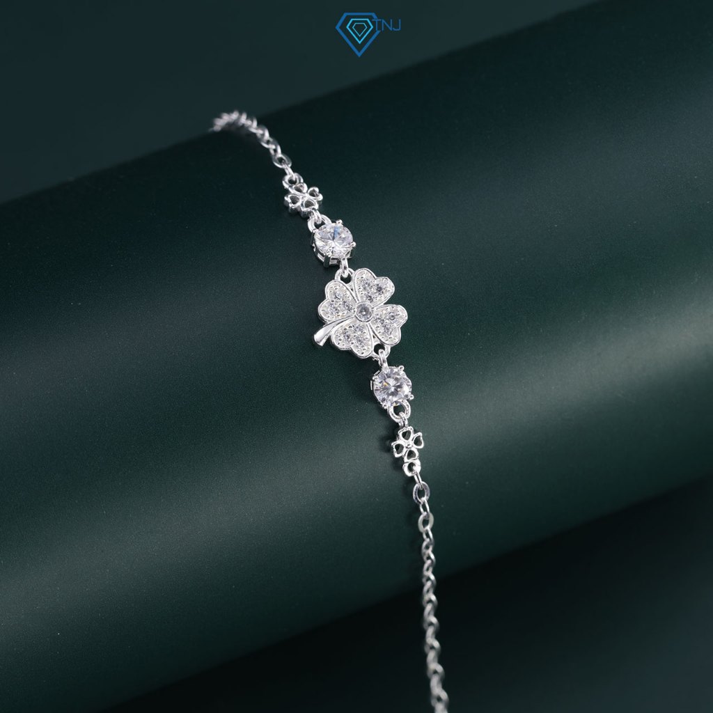 Quà 20.10 tặng người yêu - Lắc tay nữ bạc 925 cỏ 4 lá may mắn, vòng tay đính đá đẹp LTN0316 - Trang Sức TNJ